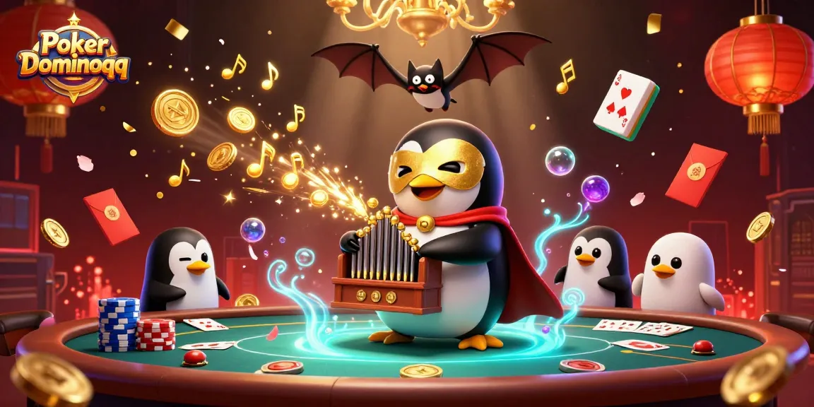 Engage with Poker Dominoqq through an exciting 3D casino illustration showcasing vibrant characters and gaming elements.