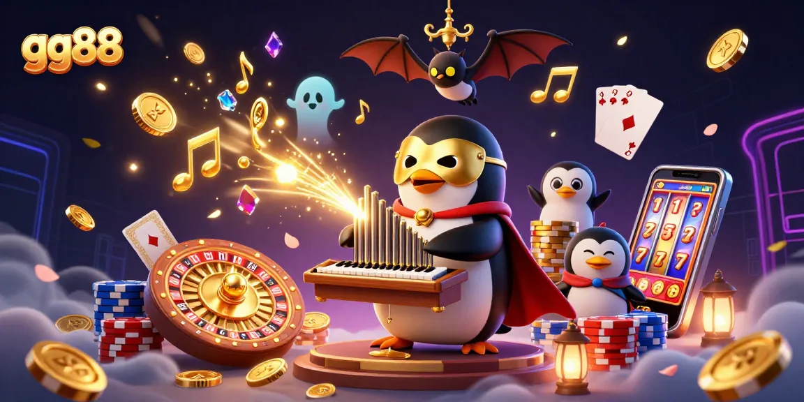 Experience the excitement of gg88 as golden coins and game elements flourish in a vibrant casino scene.