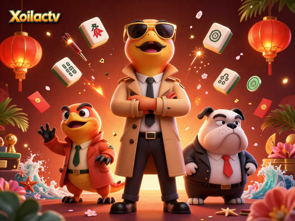 Xoilactv raptors in trench coat hilariously attempting casino entry, surrounded by festive gaming elements.