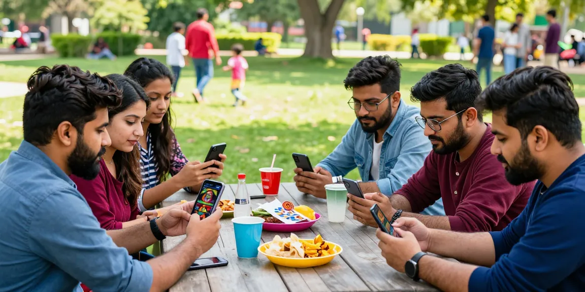 Friends interacting with the new app while enjoying outdoor gaming in Pakistan.