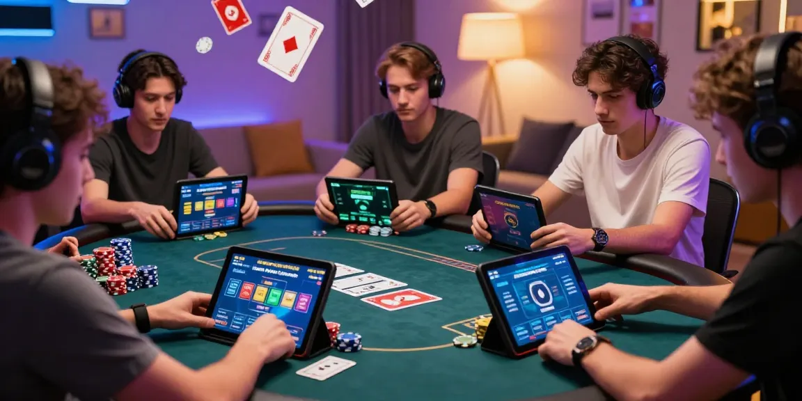 Situs Poker Online Resmi Domino88 gaming scene with players at a vibrant virtual poker table.