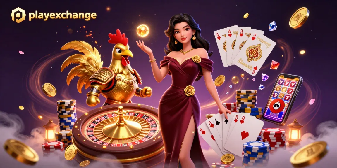 Experience the thrill of playexchange with a glamorous scene of casino excitement, featuring vibrant characters and rich visual elements.