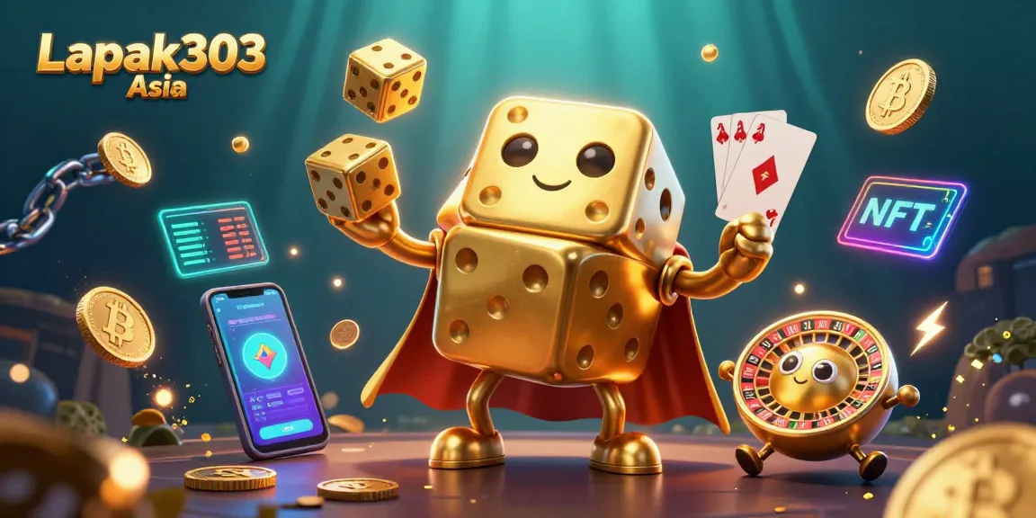 Engage with exhilarating gameplay at Lapak303 Asia, featuring animated golden dice and crypto elements.