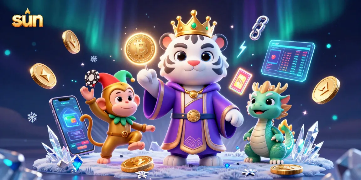 Engage in thrilling casino action at sun with a whimsical 3D scene featuring a royal tiger and playful monkey.