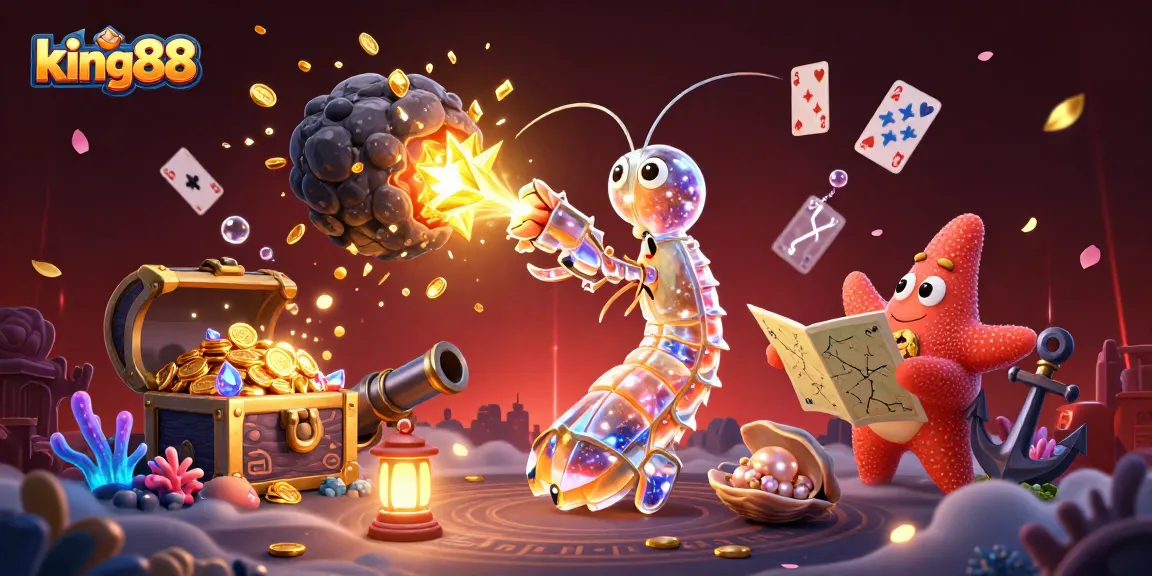 Experience thrilling gaming adventures at king88 featuring a galactic shrimp in a bustling casino scene.