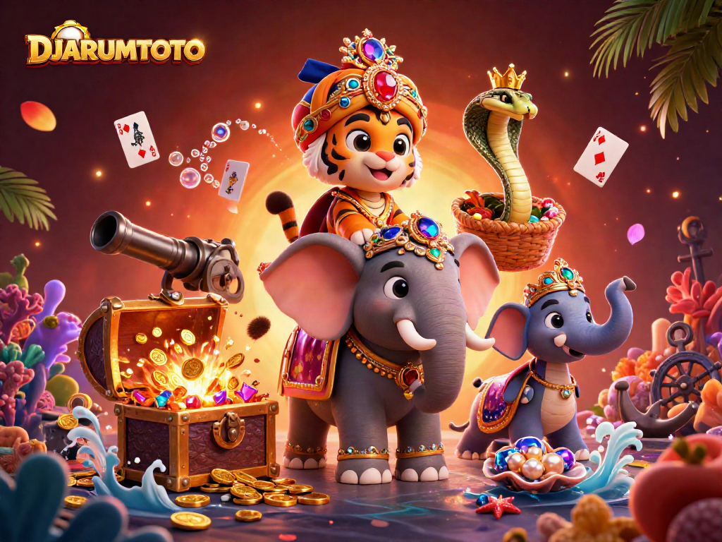 Engage in thrilling gameplay with DJARUMTOTO in a vibrant 3D casino scene filled with adventure.