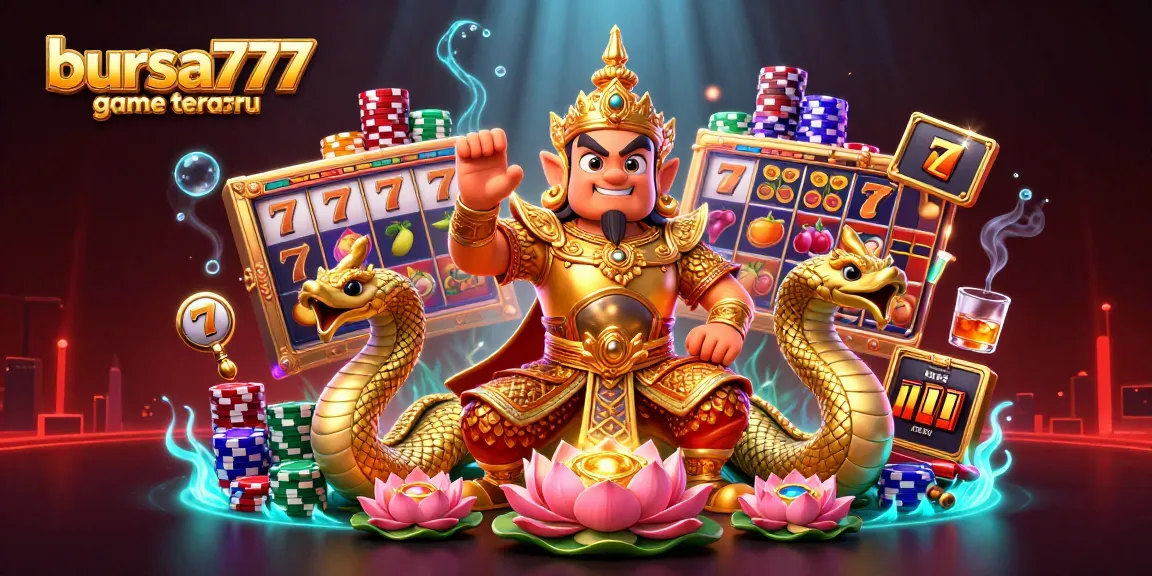 Bursa777 game terbaru showcasing rich slot visuals with golden guardian and snake companions.