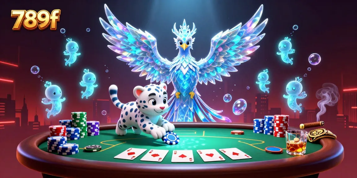 Engage with 789f in a vibrant casino scene featuring a phoenix and poker elements, showcasing lively action.