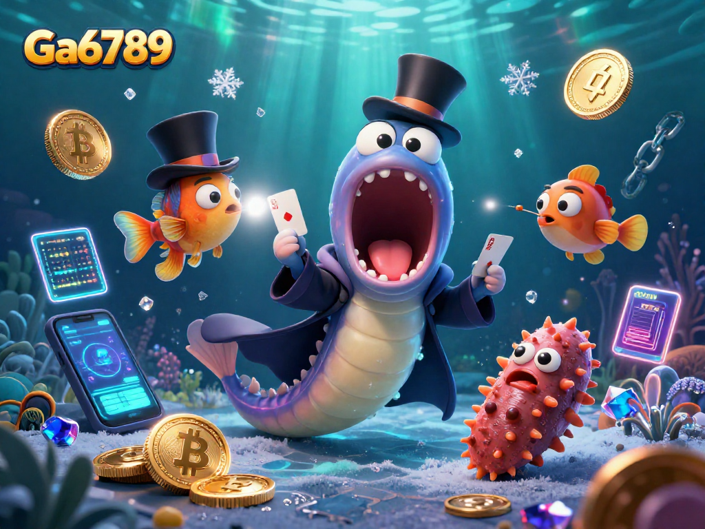 Experience Ga6789's vibrant underwater casino magic with colorful characters and crypto elements