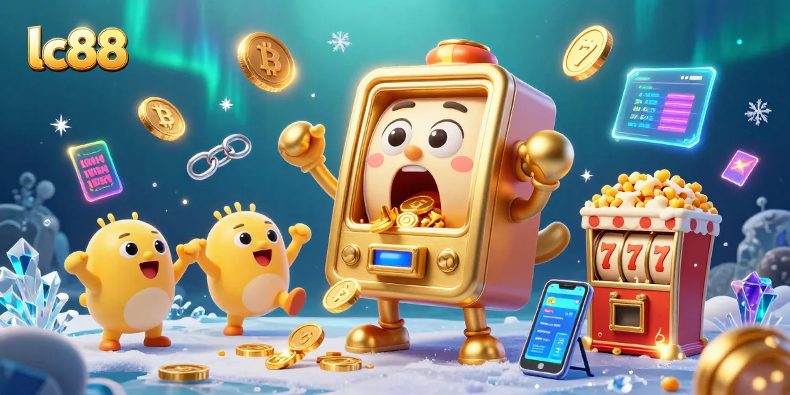 lc88 showcases an exciting jackpot celebration with animated slot machines and coins