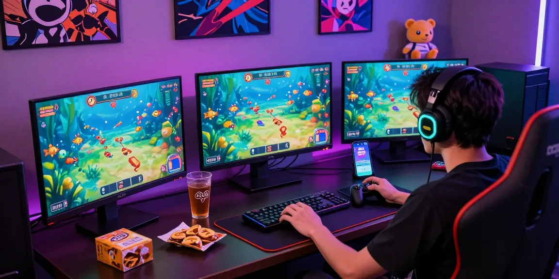 Player enjoying the exciting 78win underwater fish game in a vibrant gaming setup.
