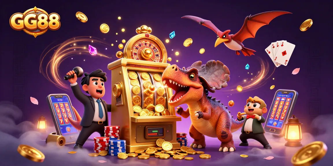 GG88 offers an exciting slots experience with a 3D pachycephalosaurus and coin jackpots.