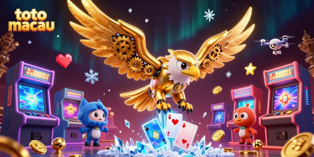 Menangkan permainan toto macau dengan si elang cybernetic ajaib di tengah kartu holografik yang memukau