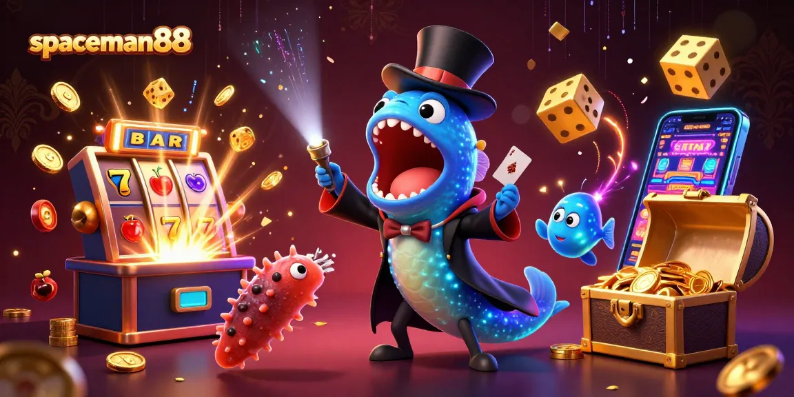 Engage in thrilling gameplay with spaceman88 featuring unique characters like a magician eel and dazzling slot machines.