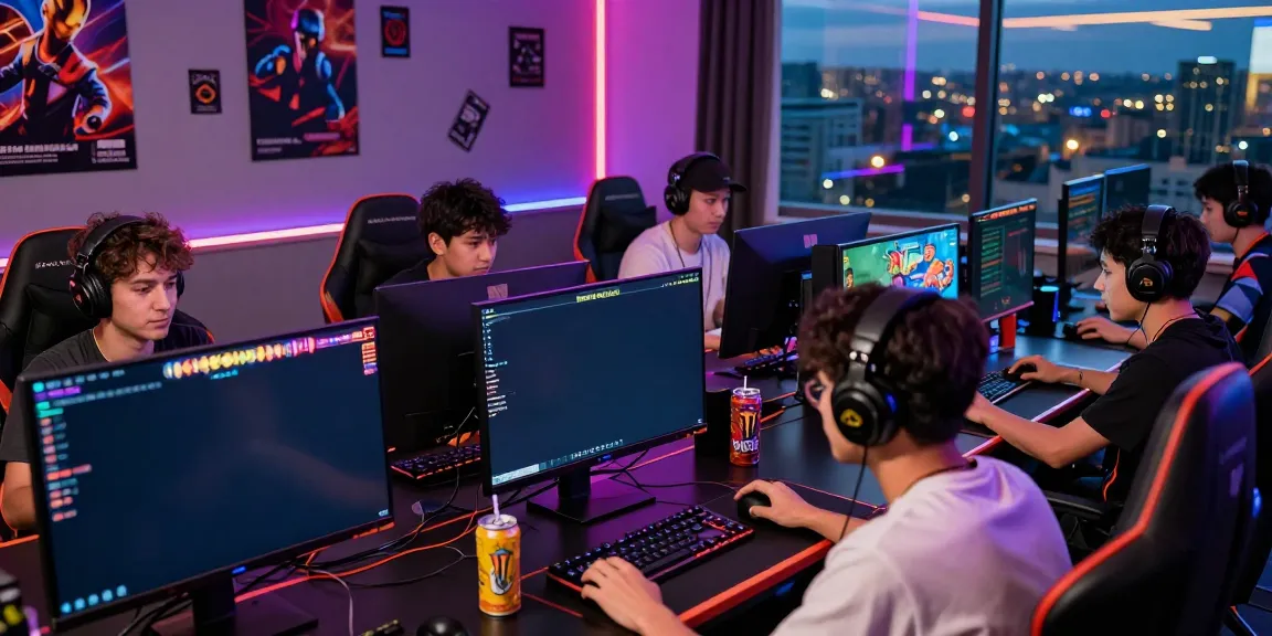 Players immerse in online gaming with akunjp visuals glowing in neon.